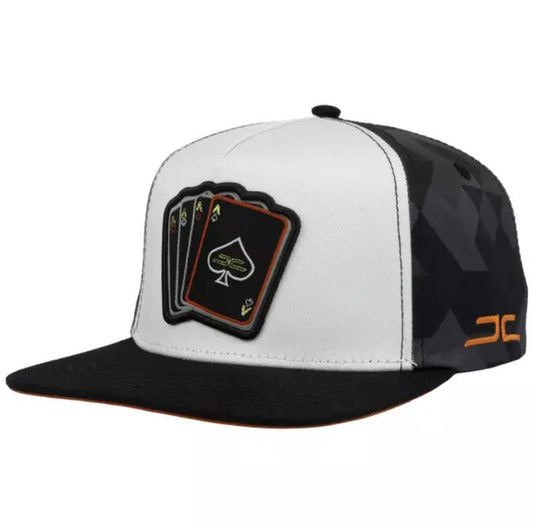 JC HATS WHITE BLACK SNAPBACK HAT POKER CAMO 1526