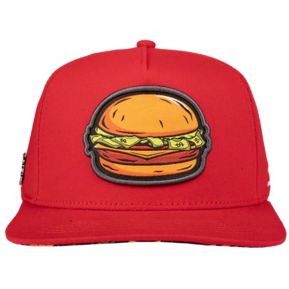 JC Hats Red Food Money Burger 1645 Red Baseball Cap for Men, Casual Style