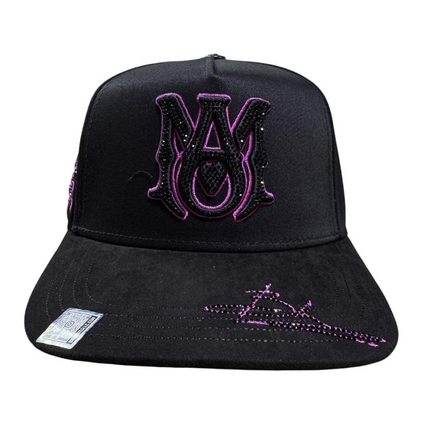 CONTTI HATS BIGBOSS MENS BLACK PURPLE SNAPBACK AMRCRYZ BLKPUR