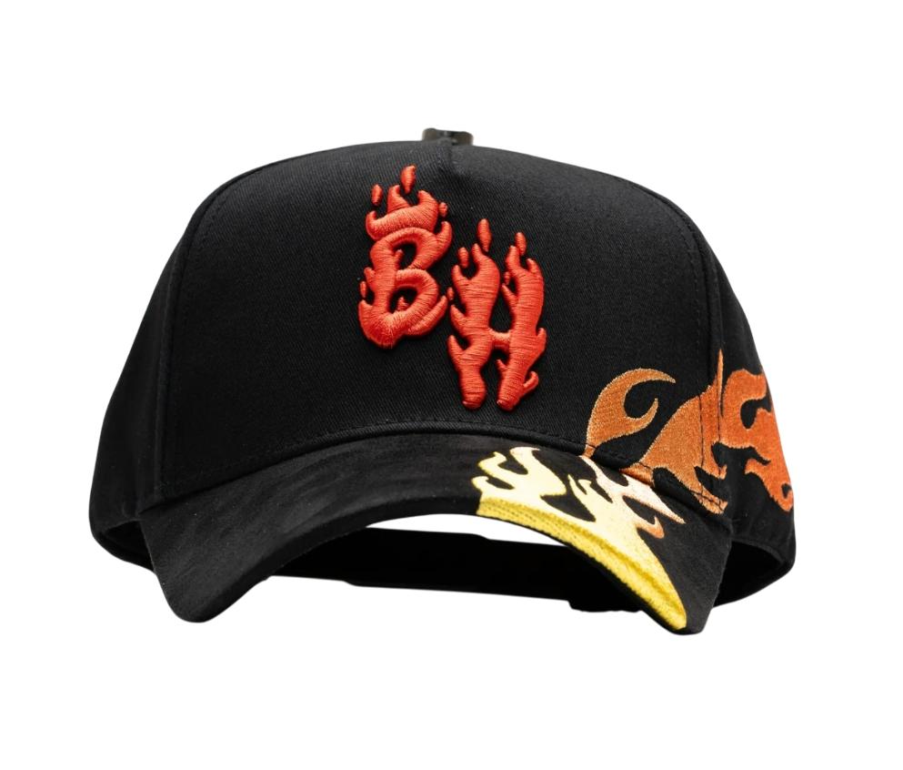 EL BARBAS HATS FLAMES BLACK SNAPBACK HAT BARBHFLAMES BLK