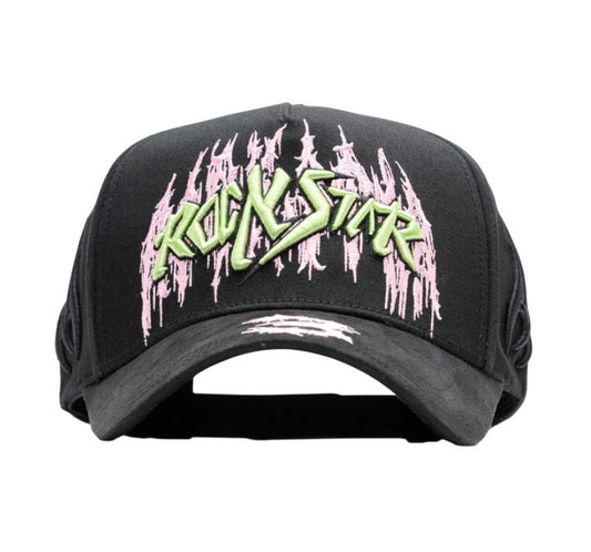 EL BARBAS HATS MENS ROCKSTAR 3 BLACK SNAPBACK HAT BARROCKSTAR3 BLK