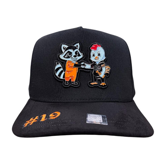 MZ HATS BLACK RACCOON AND CHICKEN SNAPBACK HAT MZMAPACHE19