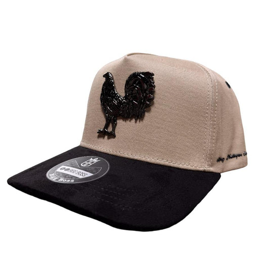 CONTTI HATS MENS BLACK ROOSTER SNAPBACK GALLO BEIGE