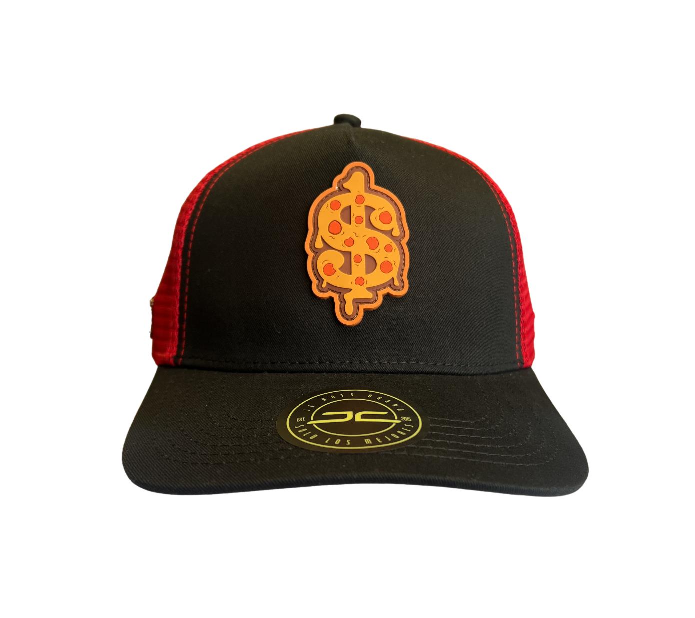 JC HATS BLACK RED SNAPBACK JC PIZZA CURVE MESH 1754 BLK