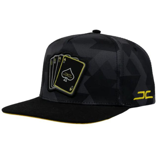 JC HATS BLACK YELLOW SNAPBACK POKER CAMO 1527