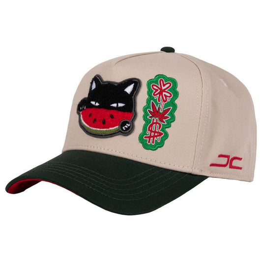 JC HATS BEIGE SNAPBACK WATERMELON CAT 1920 BEIGREEN