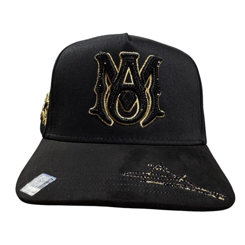 CONTTI HATS BIGBOSS MENS BLACK GOLD SNAPBACK AMRCRYZ BLKGLD